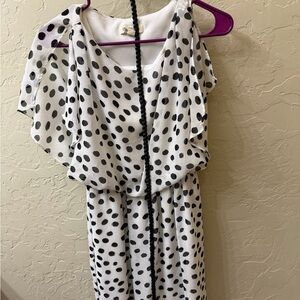 Polka Dot Midi Dress in White and Black